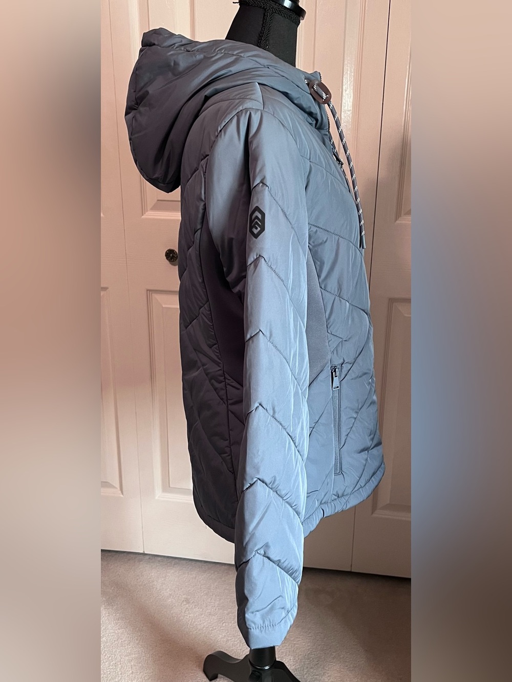 Free Country Quilted Hooded Puffer Hybrid Jacket Women’s Large Sporty Athleisure - Picture 4 of 16